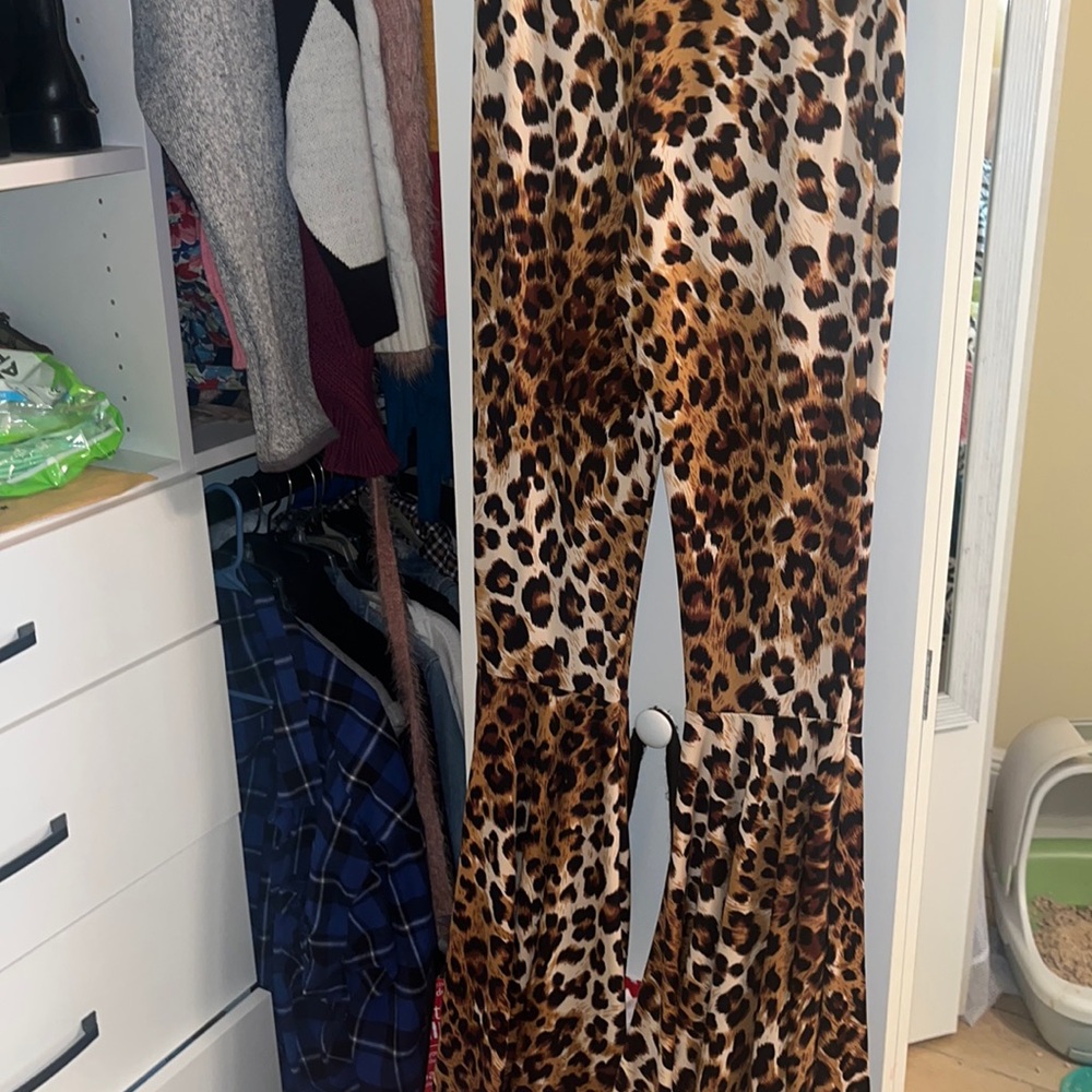 cheetah/leopard bell bottom pants